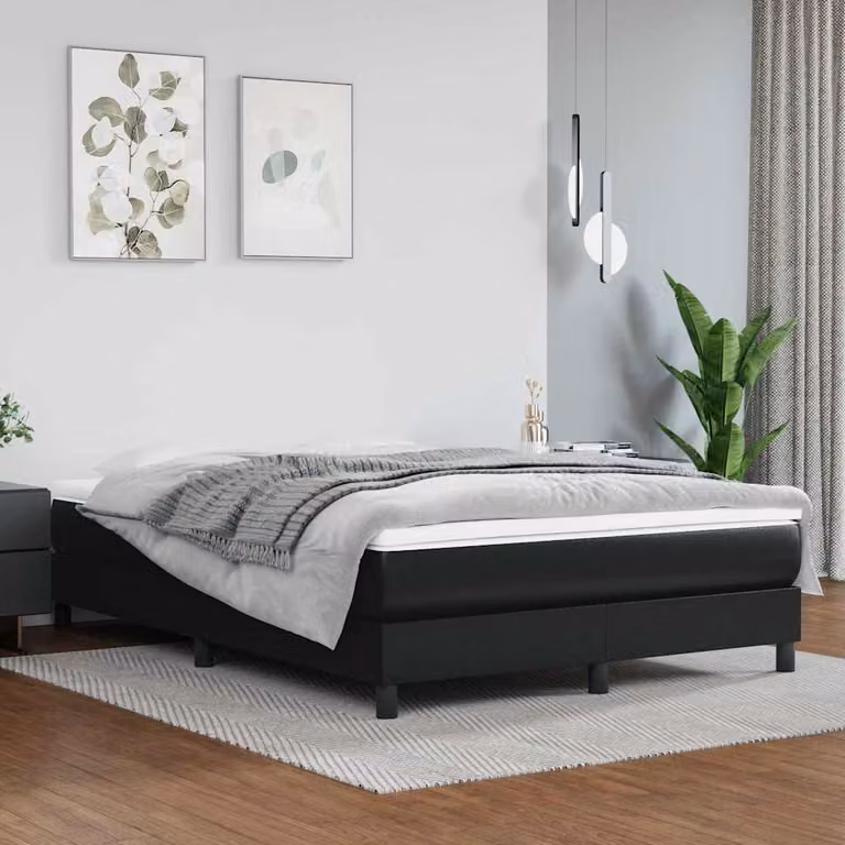 vidaXL Struttura Letto Imbottita in Similpelle Nero con Doghe a Rete L: 140 cm, P: 190 cm