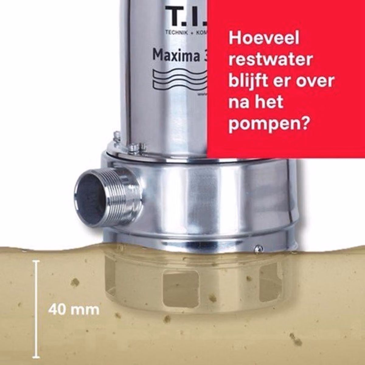 Pompa per acque sporche - Pompa sommergibile con motore da 700 Watt e portata di 18.000 litri/ora - Albero in acciaio inossidabile