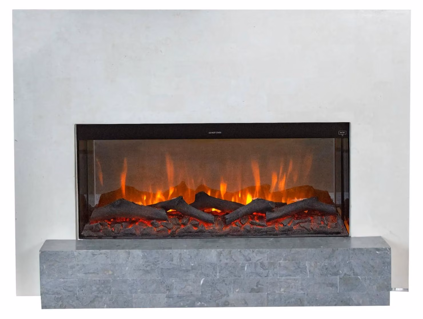 Caminetto elettrico Xaralyn - Santos EL90 - pietra naturale bianca - riscaldamento 1400 Watt - con telecomando - caminetto da incasso incluso - caminetto decorativo