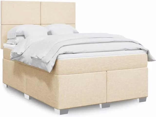 Giroletto a Molle con Materasso Crema 140x19 cm in Tessuto 3290481