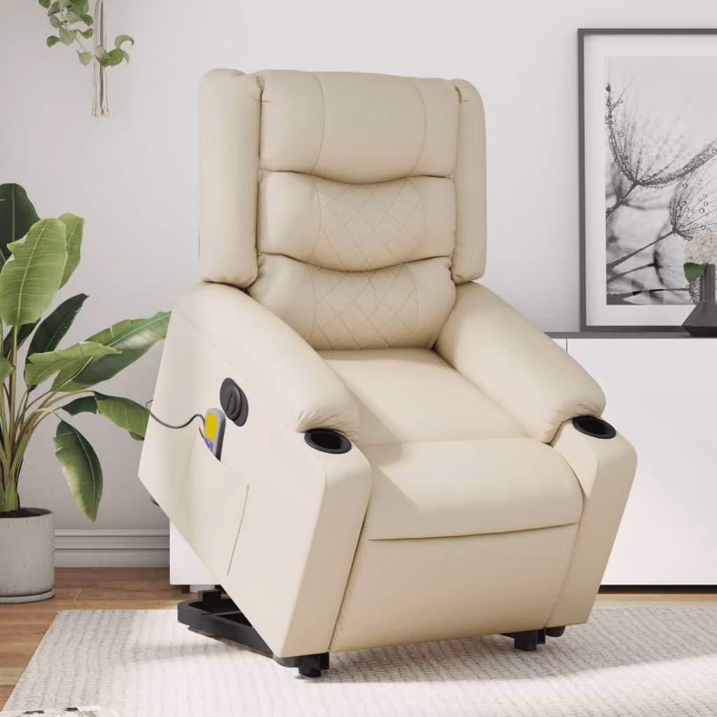 vidaXL Poltrona Alzapersona Elettrica Reclinabile Beige in Similpelle