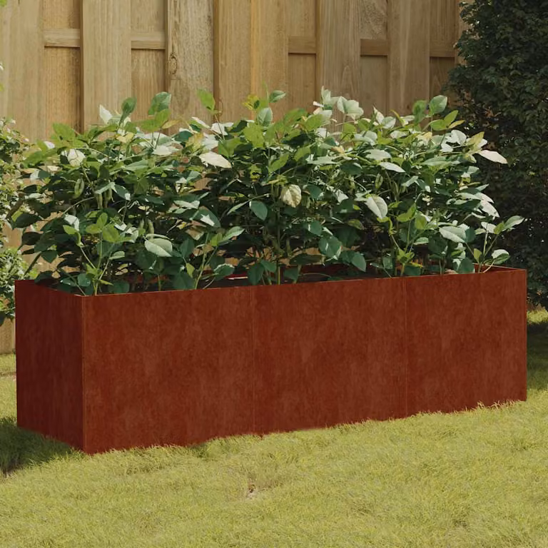 Fioriera Rialzata da Giardino vidaXL in Acciaio Corten Marrone L/P/H: 120 x 40 x 40 cm
