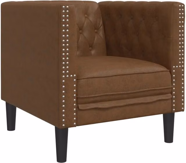 Poltrona Relax Chesterfield Marrone in Similpelle con Braccioli – 1