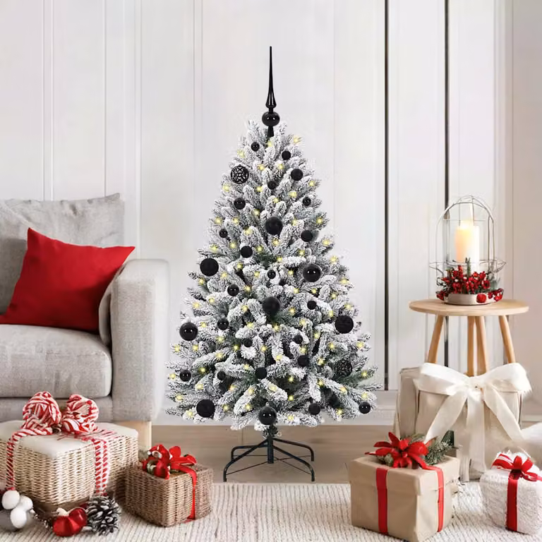 Albero di Natale artificiale verde vidaXL con 150 LED bianco caldo e struttura in metallo e PVC, Altezza: 120 cm