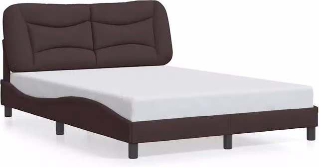 Letto matrimoniale | Letto per adulti | Giroletto senza Materasso Hvar Marrone Scuro 140x200 cm Tessuto