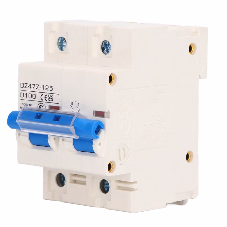 Interruttore DC 2P DZ47Z 125 100A su guida DIN in miniatura per impianti solari fotovoltaici 1000V Blu