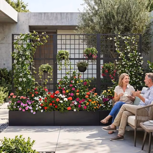 Fioriera zincata con traliccio per fiori e verdure e frutta, Letto rialzato per orto con drenaggio grigliato rampicanti