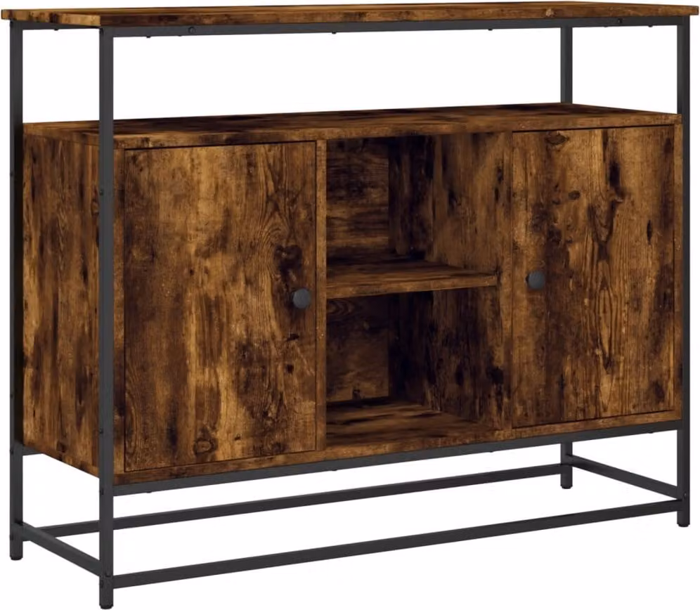 Credenza Rovere Fumo 100x35x80 cm in Legno Multistrato