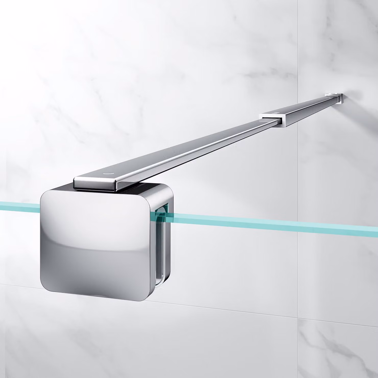 Supporto telescopico per vetro doccia, da 66,7 a 121,5 cm, per vetri da 6 a 10 mm, in acciaio inossidabile, cromato, per bagni