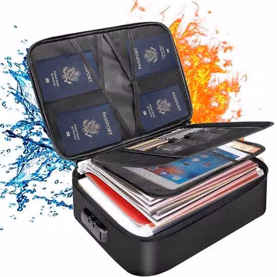 Cartella ignifuga per documenti - Chiusura a combinazione - Cartella portadocumenti - Cassetto della scrivania