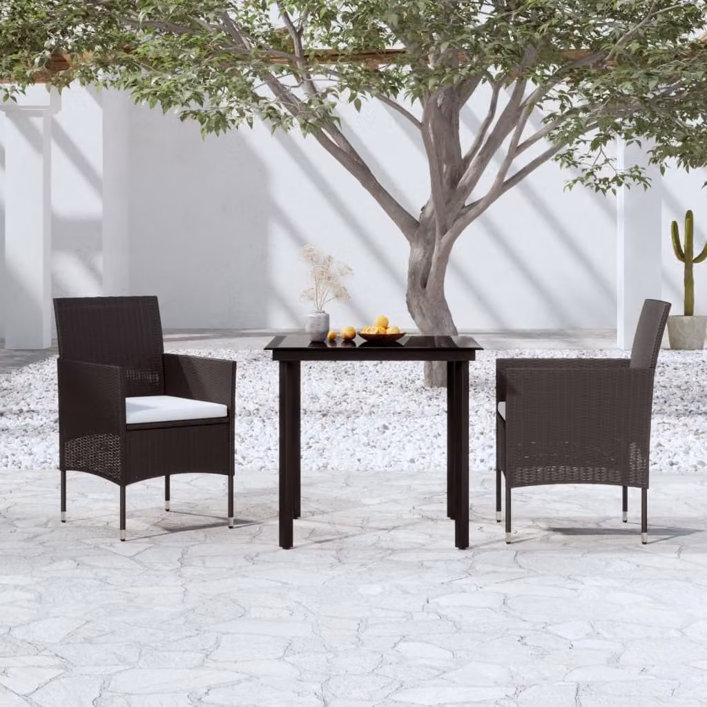 Maison Exclusive - Set da pranzo da giardino a 3 pezzi con cuscini neri