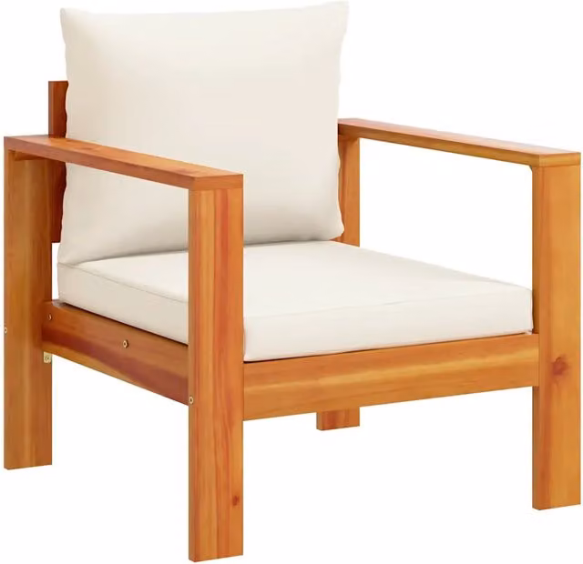 Sedia da giardino moderna in legno di acacia con cuscini bianchi CFW4192812