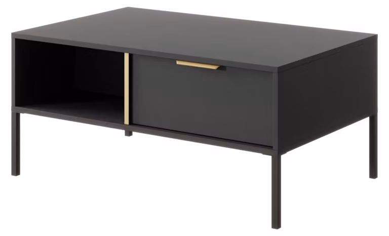 Tavolino con cassetti per soggiorno, colore antracite, dimensioni 97 x 60 x 44, 4 cm