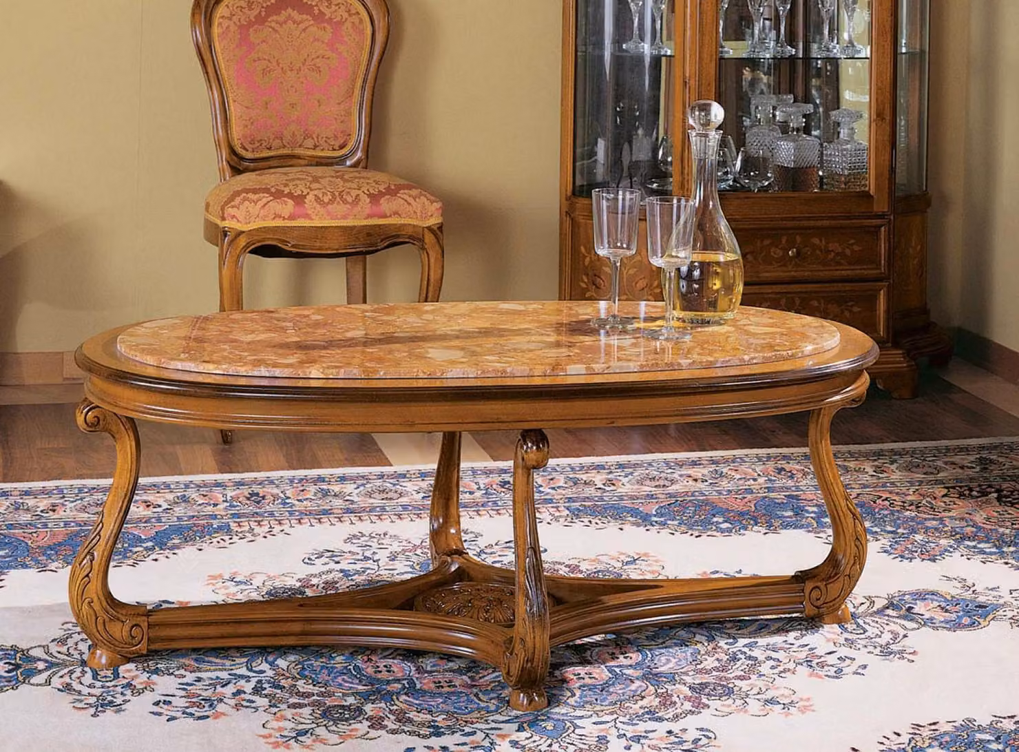 Ovaler Couchtisch Holz Tische Beistelltisch Wohnzimmer Italienische Möbel Tisch