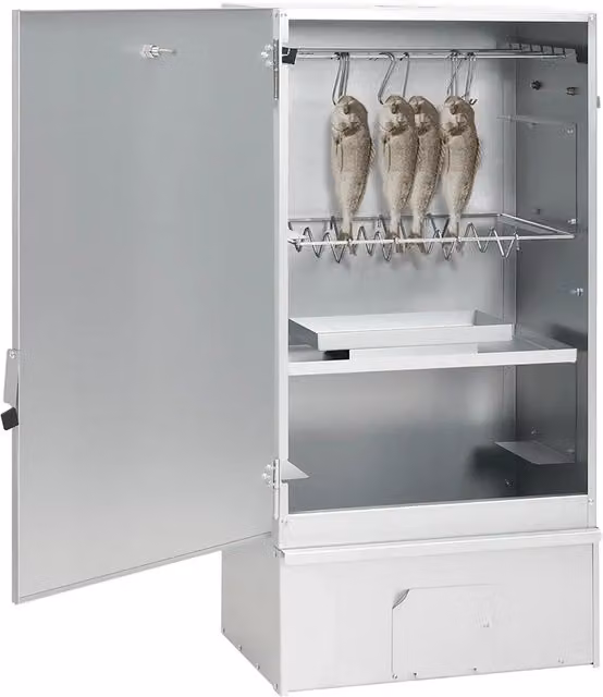 Forno Affumicatore BBQ Generatore Fumo Freddo DESIGN IN in Acciaio Zincato e Acciaio Inox Color Argento con Termometro