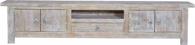 Mobiletto TV Giner y Colomer in legno di mango marrone e grigio con 4 ante e 1 cassetto L: 230 cm, P: 42 cm, H: 50 cm