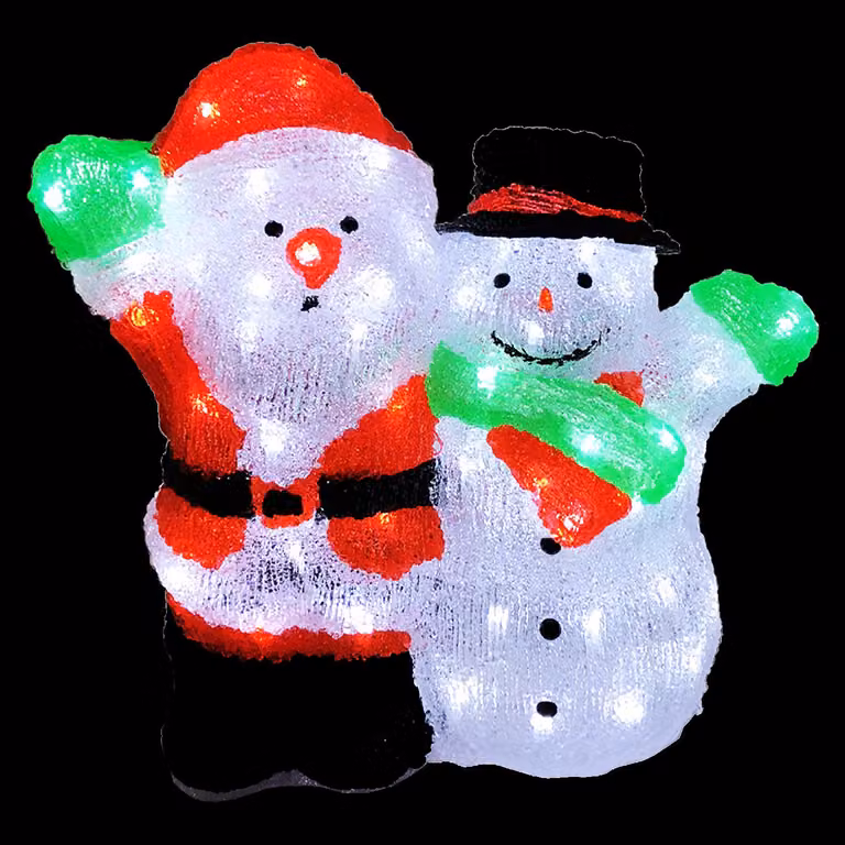 Babbo Natale in acrilico + pupazzo di neve 90 LED bianco freddo illuminazione esterna