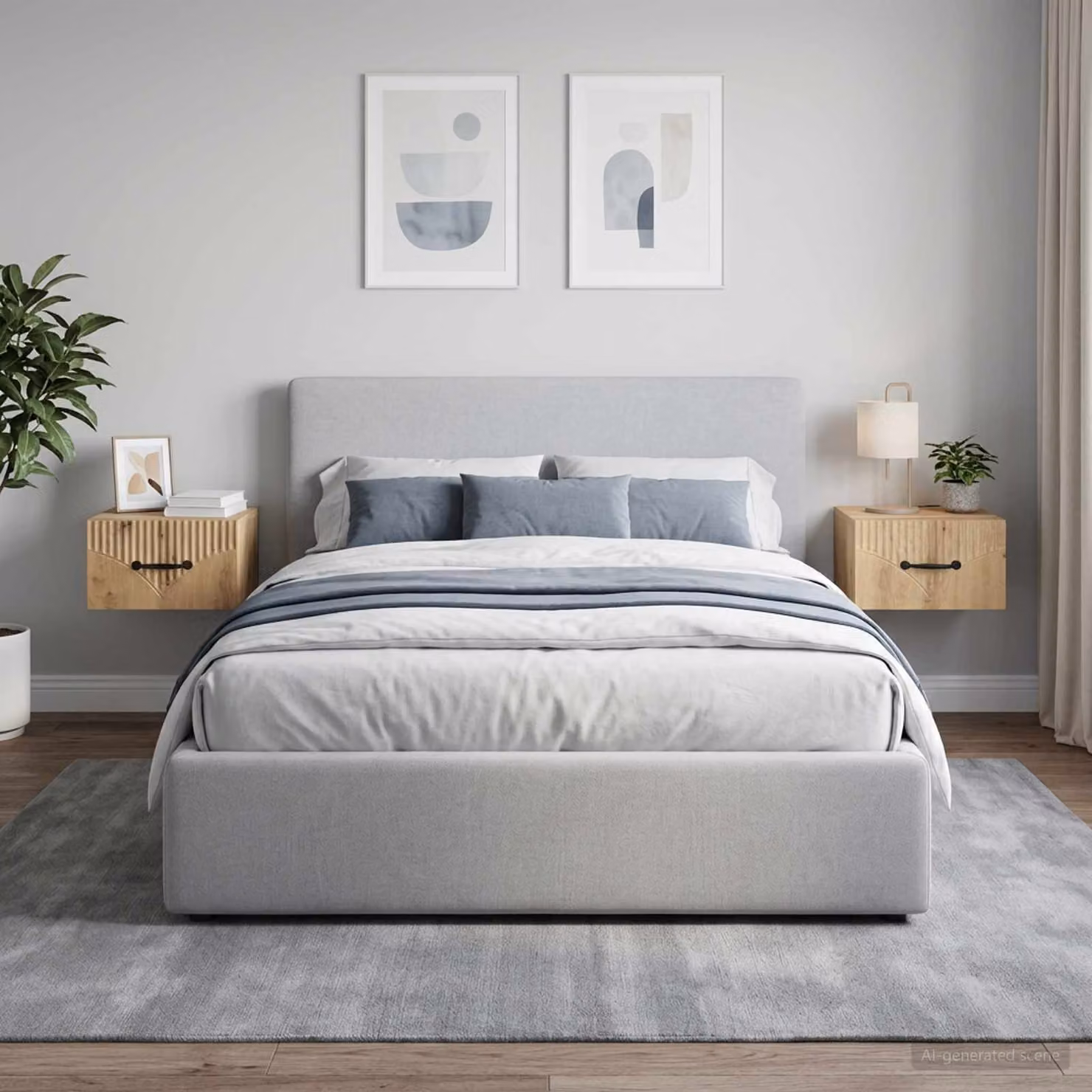 Set di 2 comodini sospesi vidaXL in rovere moderno marrone