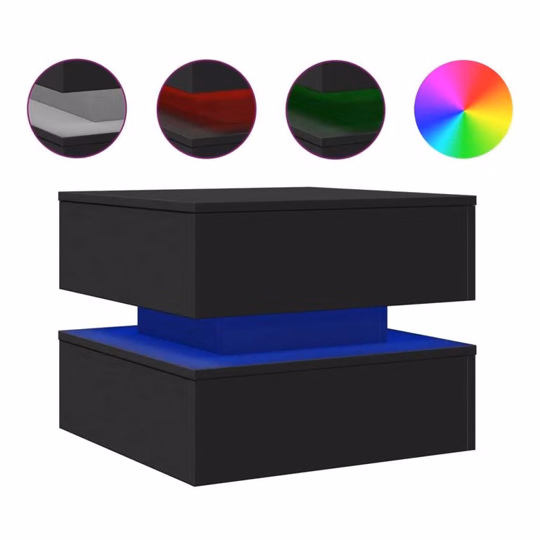Tavolino da Salotto con Luci LED Nero 50x50x40 cm