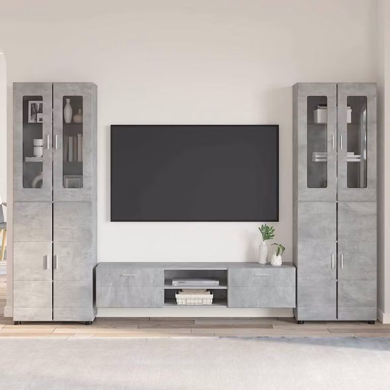 Set mobile TV vidaXL FLORIN in 3 pezzi Grigio cemento e Legno ingegnerizzato