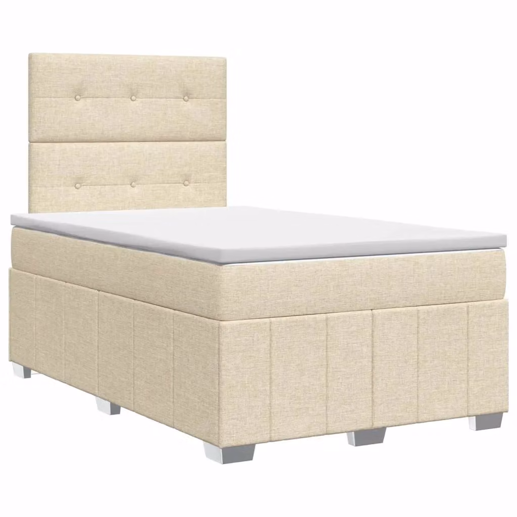 Letto box spring con materasso ibrido vidaXL in tessuto beige e bianco L/P: 120 x 200 cm – 2
