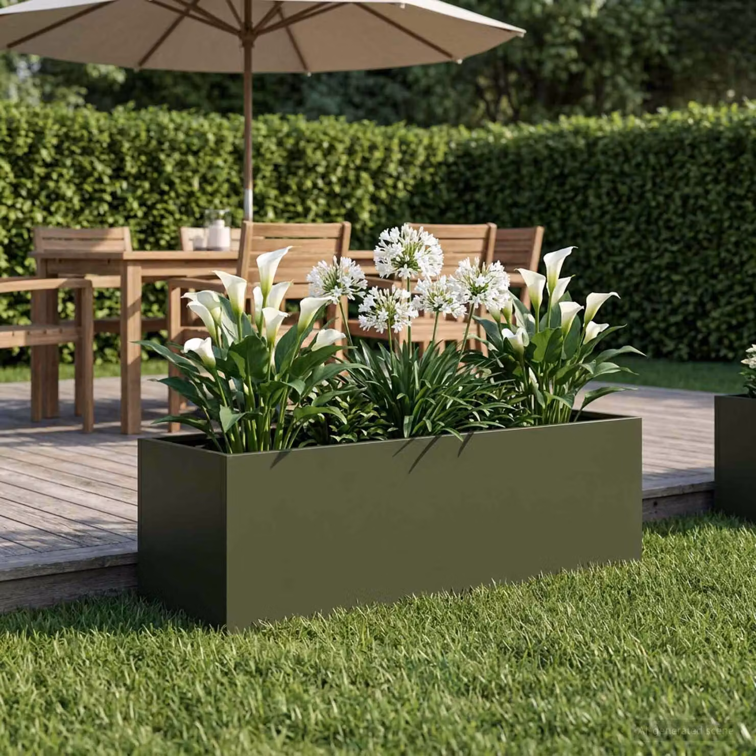 vidaXL Vaso da giardino in metallo Verde, L: 80 cm, P: 30 cm, H: 30 cm