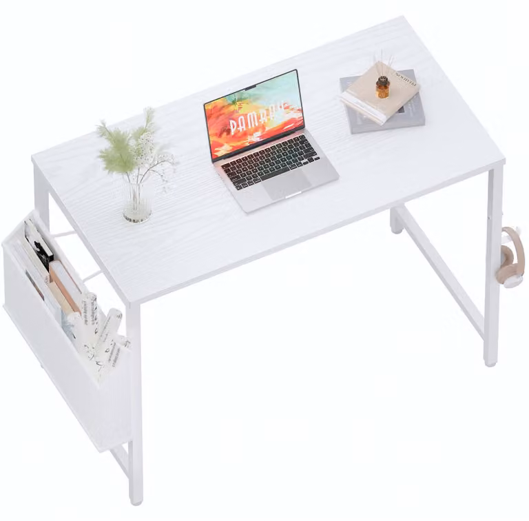 Scrivania per computer - Scrivania piccola - 80 x 40 cm - Borsa portaoggetti - Gancio per cuffie
