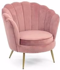 Poltrona a Conchiglia in Velluto Rosa con Gambe Dorate Bizzotto