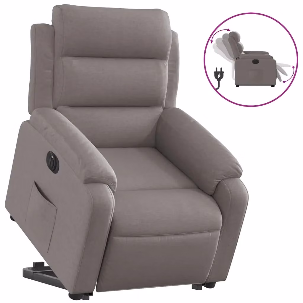 Poltrona Alzapersona Reclinabile Elettrica vidaXL in Tessuto Beige o Grigio con Funzione di Assistenza al Sollevamento e Braccioli – 2
