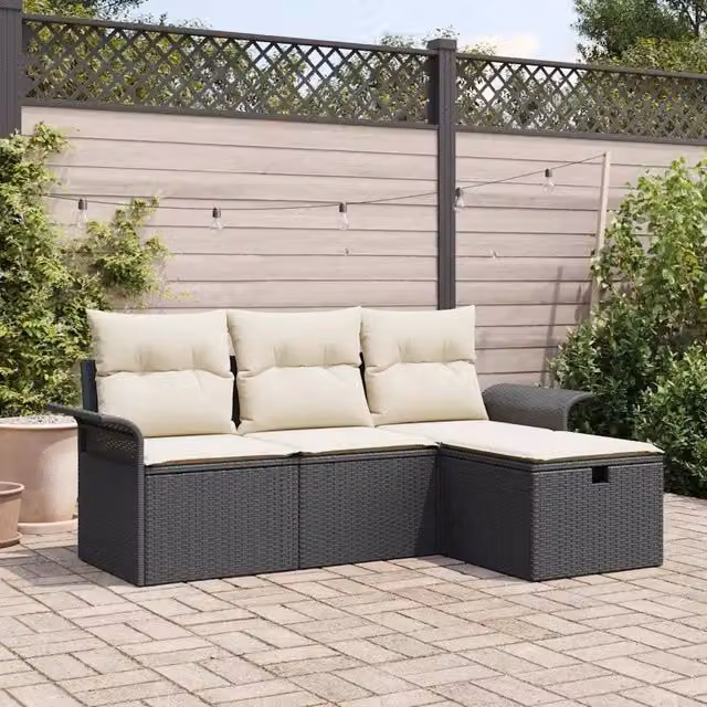 Set Divano da Giardino 4 pz Poly Rattan 3360178