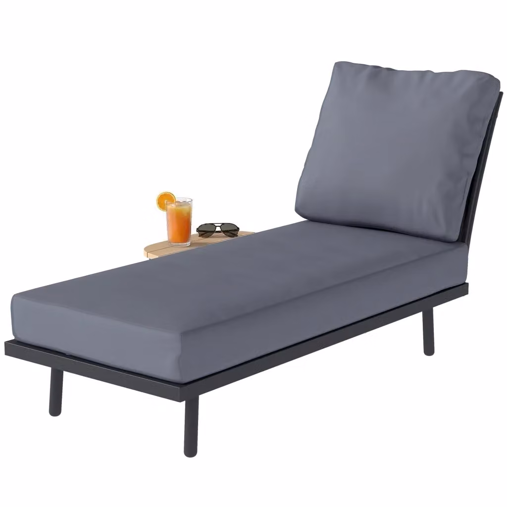 Poltrona da giardino Minimal con cuscini e ripiano laterale grigia L: 58 cm, P: 137 cm, H: 75 cm – 2