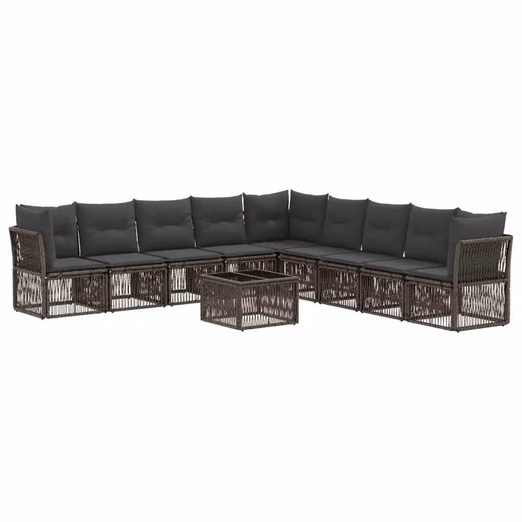 Set Divano da Giardino a L con Tavolino vidaXL, 10 Pezzi, Grigio – 2