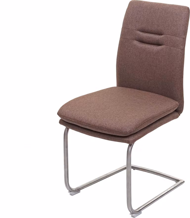 Sedia da pranzo | A x L x P 92 x 47 x 57 cm | Altezza seduta 49 cm | Tessuto/textile Acciaio inossidabile spazzolato | Marrone | Sedia da cucina Sedia a sbalzo Sedia con schienale