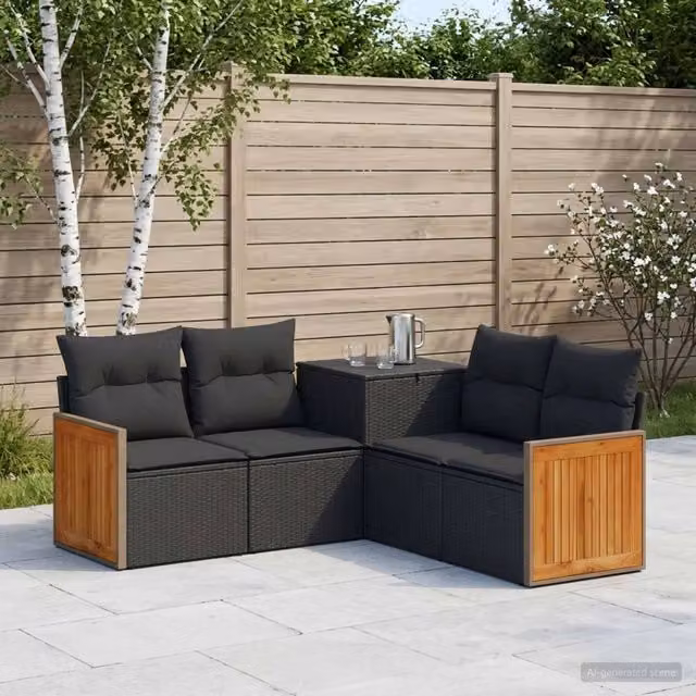 Set di divani 5 pz Nero 176 x 176 x 85 cm 3447956