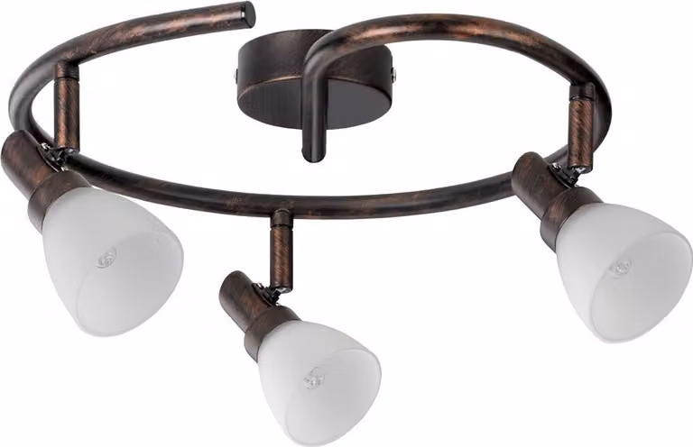 Paulmann, lampada da soffitto "Spotlight Classico Twister", 3 luci da 42W, attacco G9, finitura "Rusty Iron", 230V, materiali: metallo e vetro