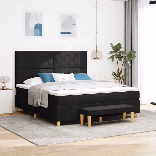 Letto a molle con testiera Nero 200 x 180 cm Tessuto 3344396