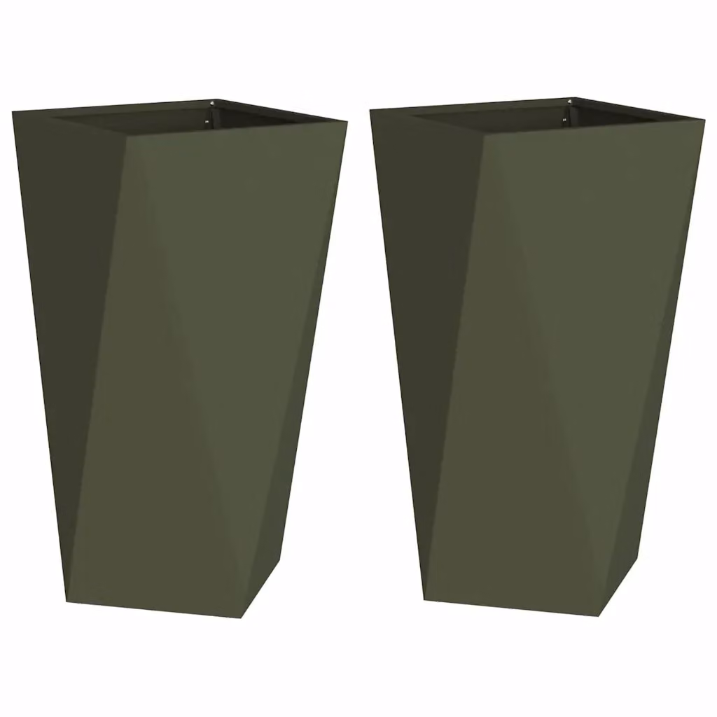 Set di 2 fioriere vidaXL in acciaio verde, L/P/H: 40 x 40 x 75 cm – 2