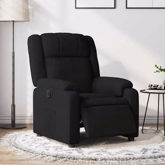 Poltrona Elettrica Reclinabile-Divano Sedia Nera in Tessuto 342780