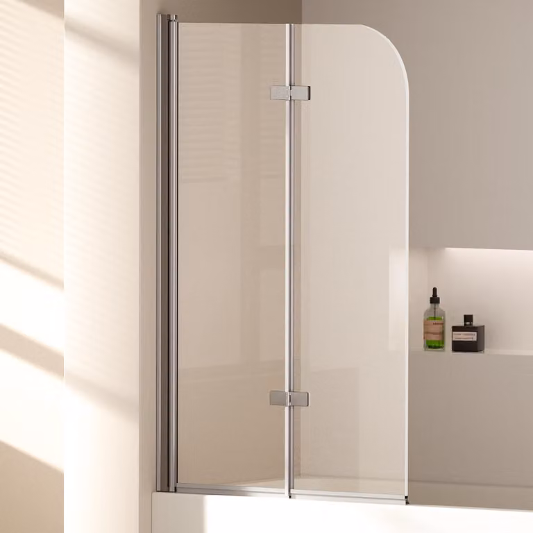 Schermo pieghevole per box doccia EMKE 100 x 140 cm vetro di sicurezza ESG nano-rivestito schermo doccia a doppia porta pieghevole in vetro per vasche da bagno