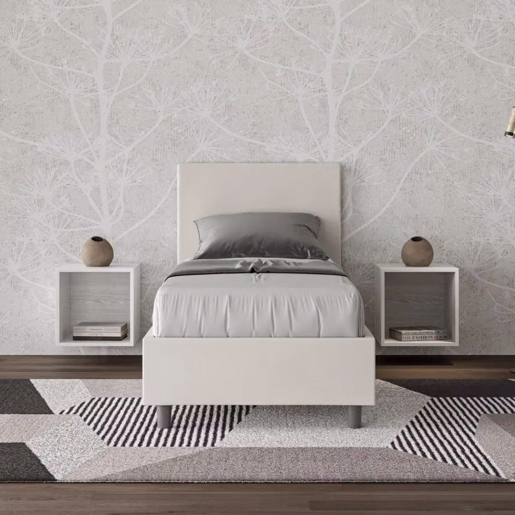 Letto Singolo con Contenitore a Alzata Giordanoshop Bianco Moderno L: 95 cm, P: 222 cm, H: 106 cm – 2