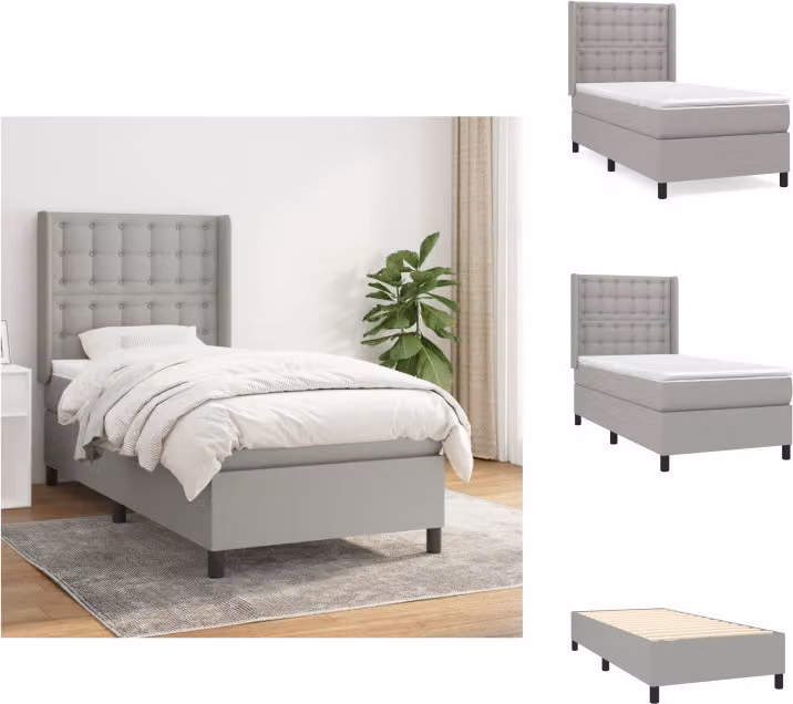 vidaXL Letto a molle con materasso grigio chiaro 80x200 cm in tessuto - Letti & strutture letto