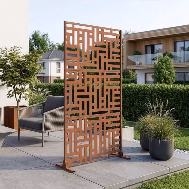 Pannello Divisorio Bernalda casa.pro in Acciaio Corten Marrone Ossidato, L: 90 cm, H: 180 cm – 1