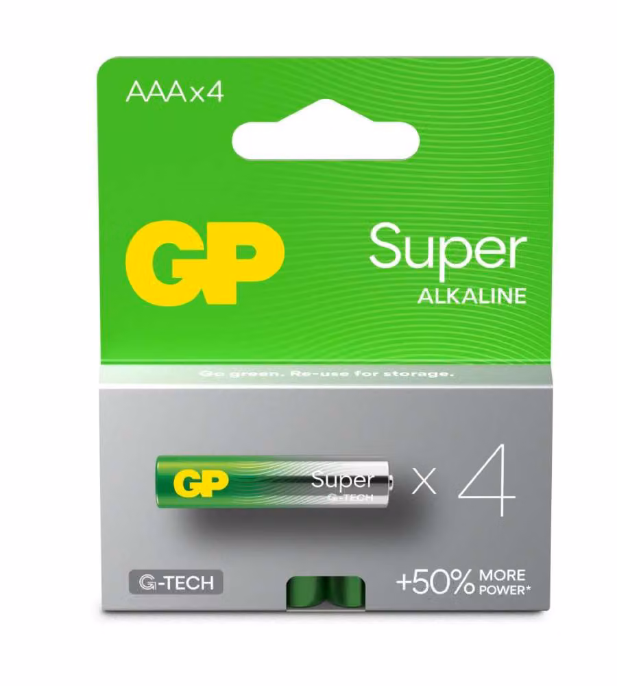 Batteria Super Alcalina GP AAA 1,5V Multicolore Confezione da 4 Pezzi