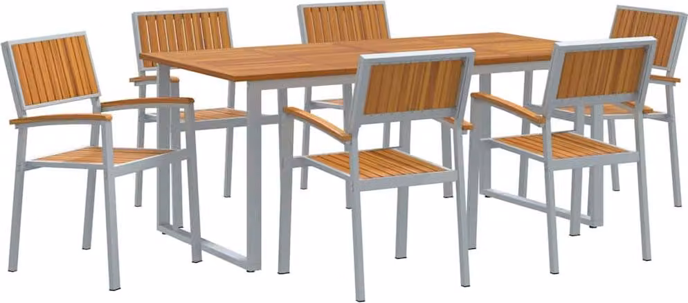 Set da Pranzo per Giardino 7 pcs Grigio