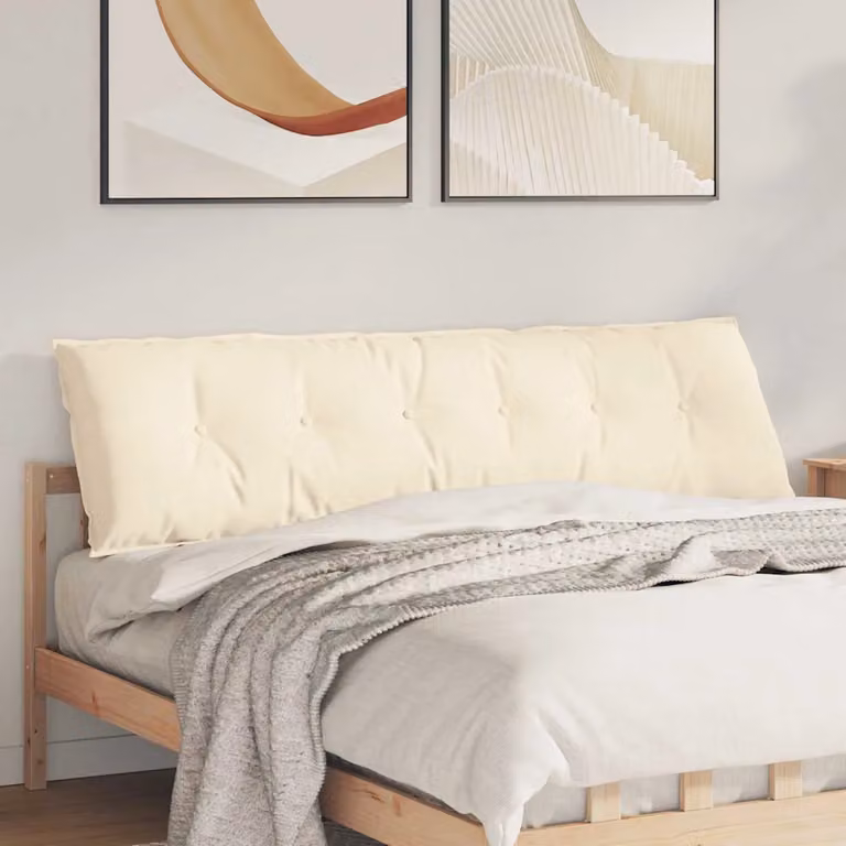 Cuscino per schiena vidaXL in tessuto di velluto a coste beige L 180 x P 50 cm