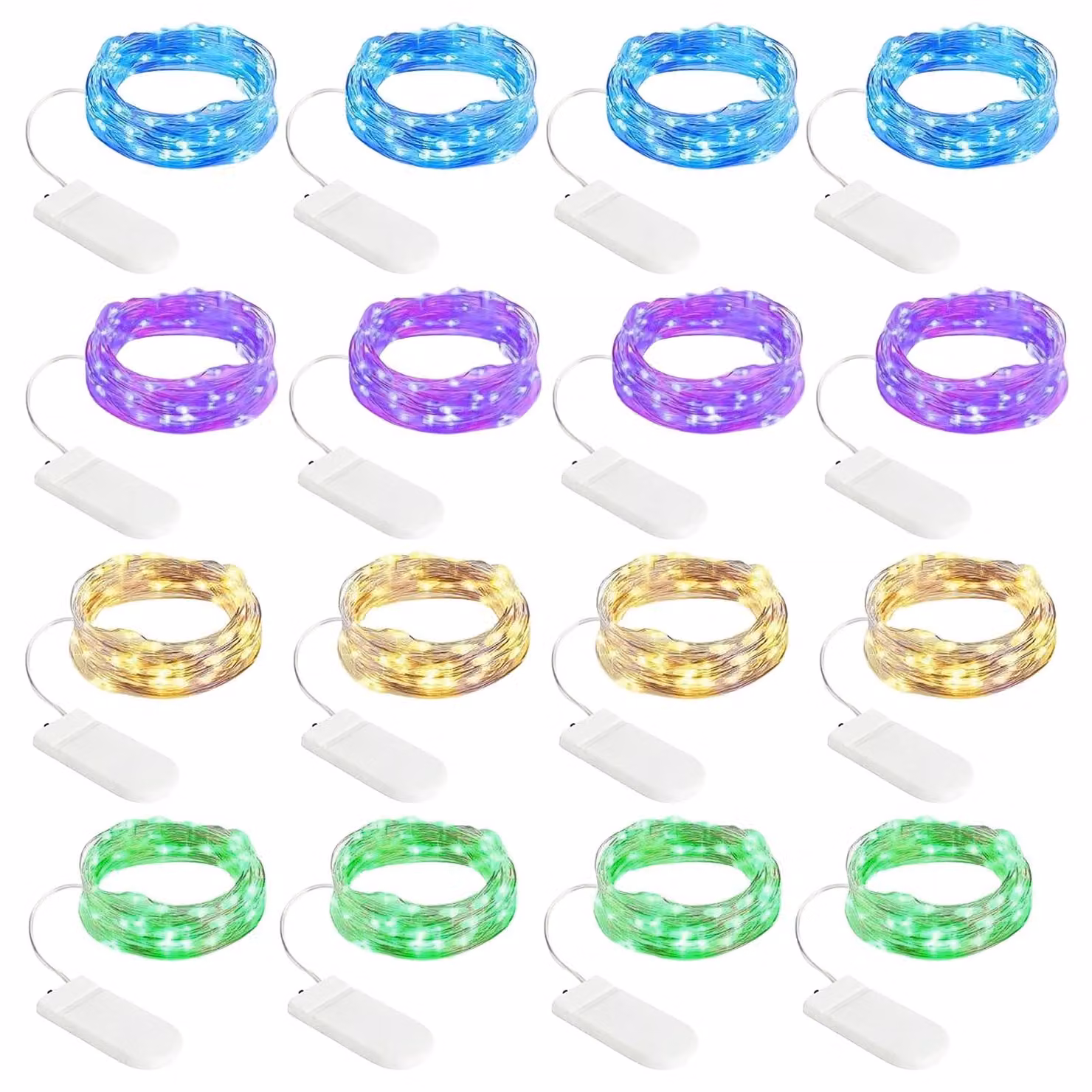 Catena luminosa a LED con batteria, 16 luci, 4 colori, 2 metri, 20 LED