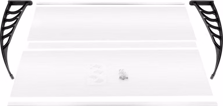 Tettoia - Tettoia per porta a forma di arco - Pannello in HDPE - Protezione dagli agenti atmosferici e dai raggi UV - Telaio in lega di alluminio - Trasparente - Grigio chiaro