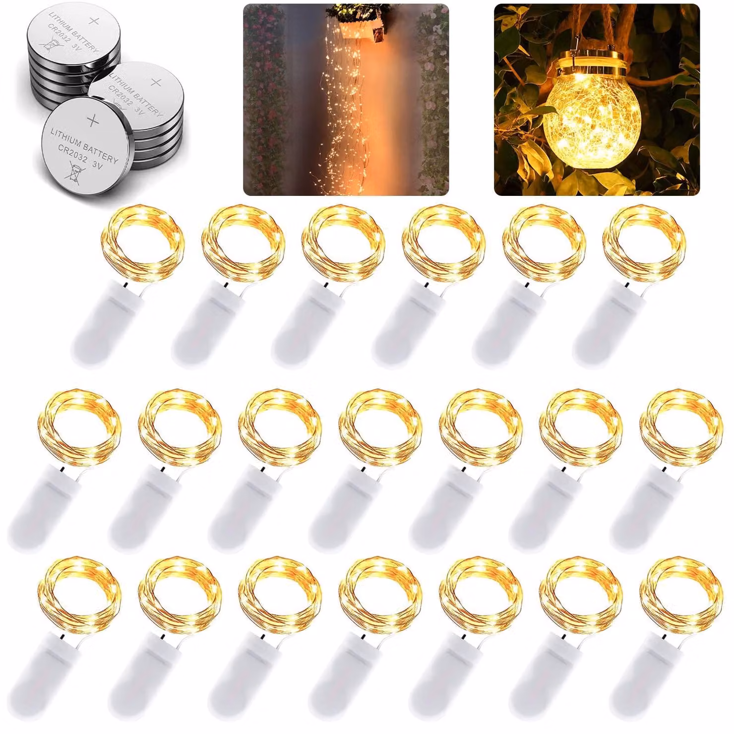 Catena luminosa a micro-LED, 20 pezzi, lunghezza 1 metro, 10 LED, grado di protezione IP65, impermeabile