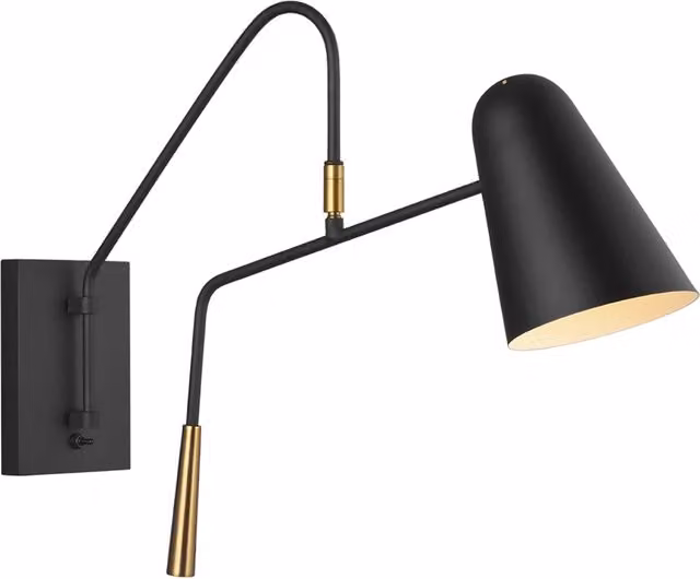Applique Moderna Simon in Metallo Nero e Oro con Luce Regolabile E27