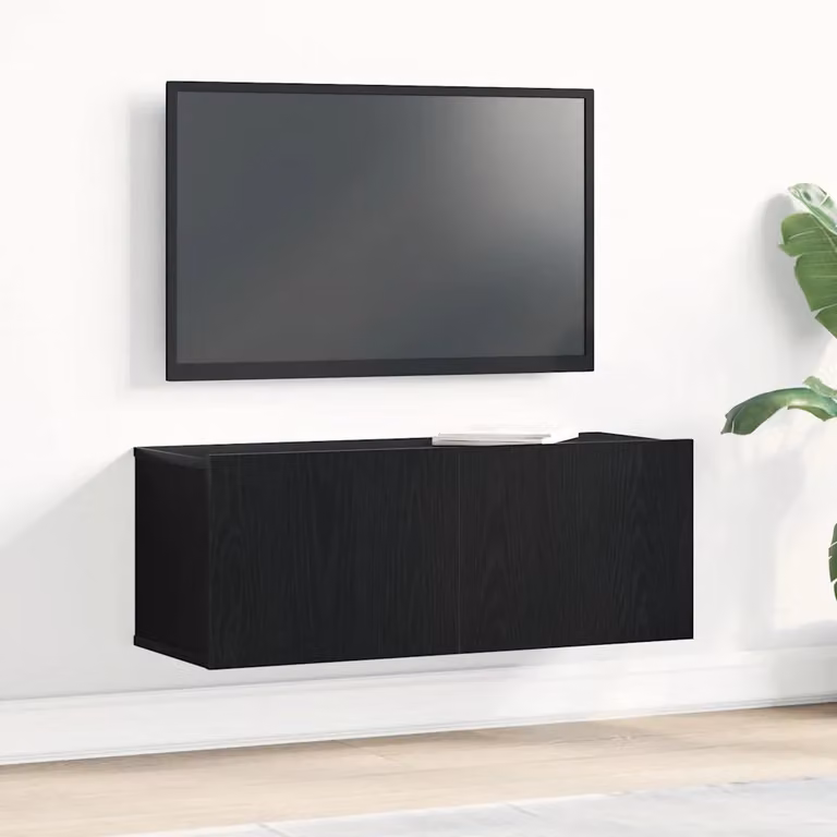 Mobile TV vidaXL moderno in legno ingegnerizzato Rovere Nero L: 80 cm, P: 30 cm, H: 30 cm